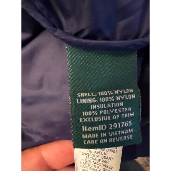 L.L. Bean Mens Large Regular Blue Nylon Insulated Jacket - Picture 4 of 5